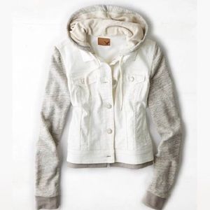American Eagle White Denim Jacket Hoodie